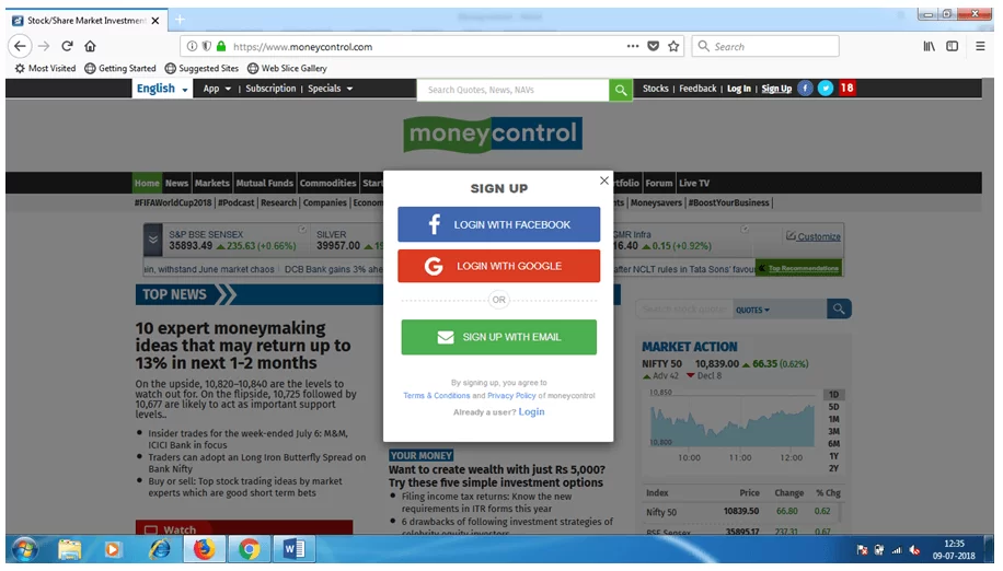 Moneycontrol About Website Share Price Login Features NTA